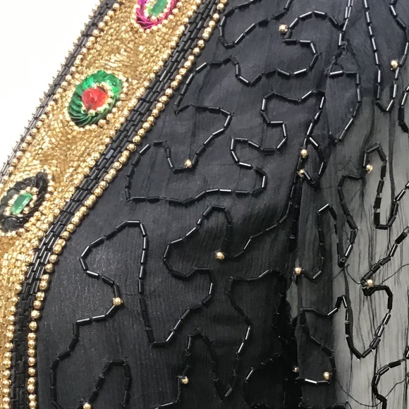 Vintage silky nights beaded and sequin Jacket - Picture 4 of 10